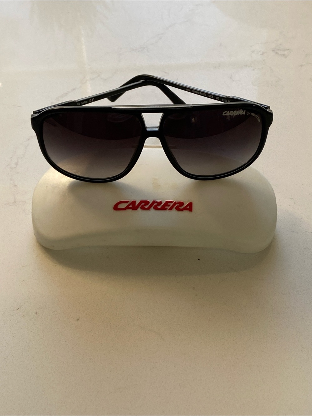 Carrera Black Aviator Sunglasses with Dark Gradient Lenses
